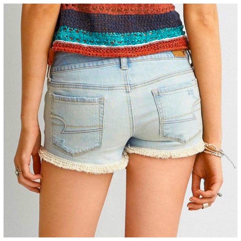 AE Fringe Hem “Shortie” Shorts 0